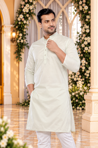 Premium Light Pista Cotton Plain Kurta  (Only Kurta)