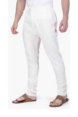 Men's White Cotton Blend Churidar