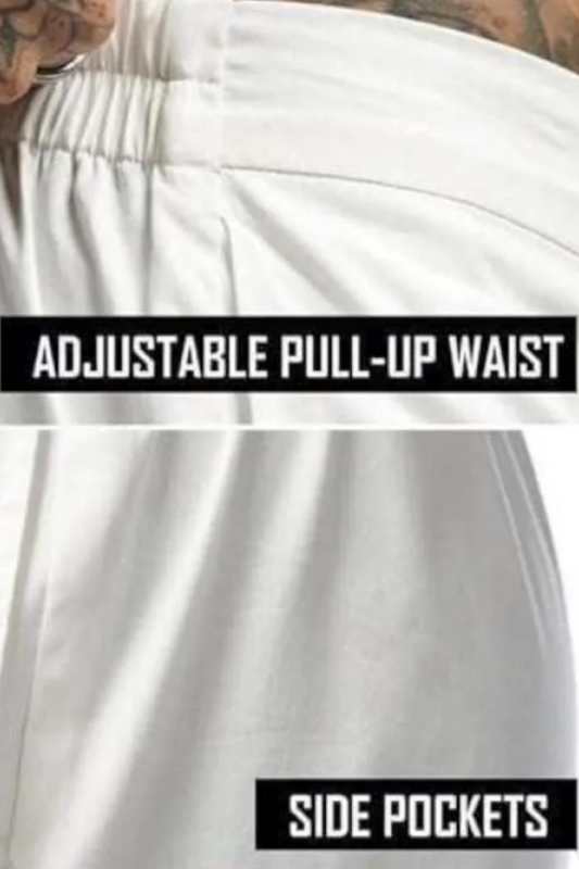 Men's White Cotton Blend Straight-Fit Pant