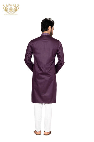 Royal Mirror – Purple Giza Cotton Mirror Work Kurta