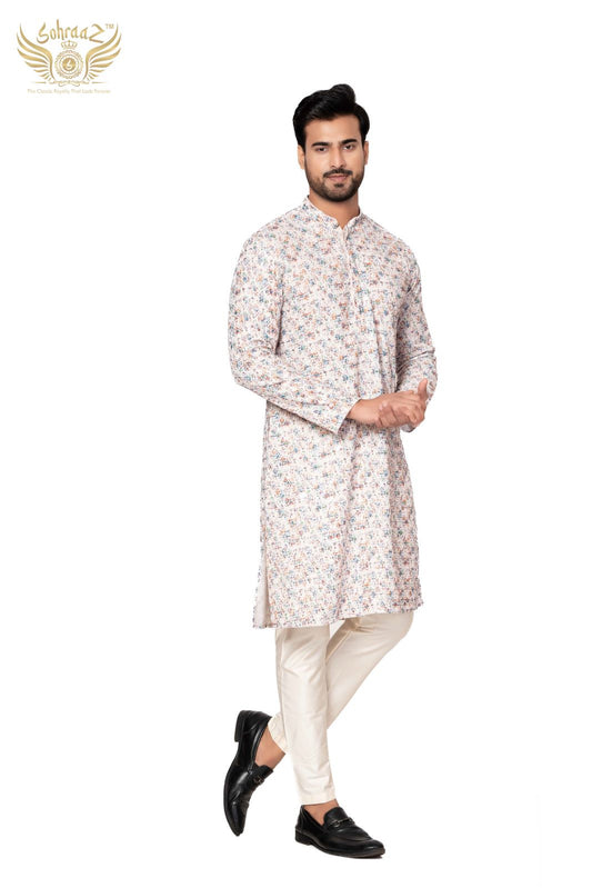 Chikankari Glow – MultiColour Cotton Sequin Kurta