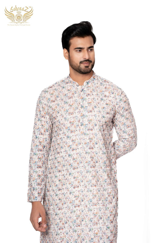 Chikankari Glow – MultiColour Cotton Sequin Kurta