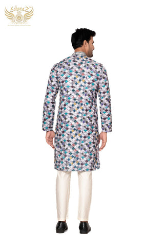 Chikan Royal – MultiColour Cotton Sequin Kurta