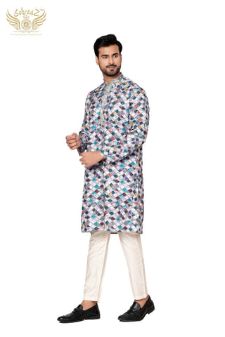 Chikan Royal – MultiColour Cotton Sequin Kurta