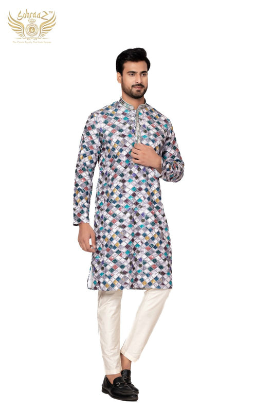 Chikan Royal – MultiColour Cotton Sequin Kurta