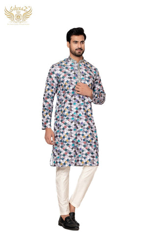 Chikan Royal – MultiColour Cotton Sequin Kurta