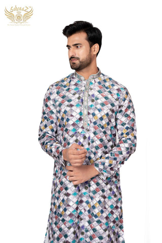 Chikan Royal – MultiColour Cotton Sequin Kurta