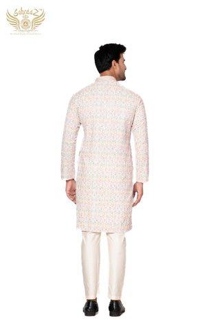 Multicolour Chikankari Kurta in Cotton Sequin