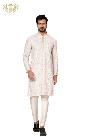 Multicolour Chikankari Kurta in Cotton Sequin