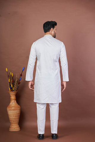 Sparkle White – Giza Cotton Mirror Embroidered Kurta