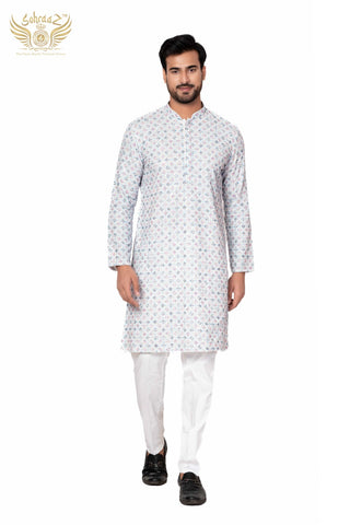Shahi Chikan – Multicolour Cotton Sequin Kurta