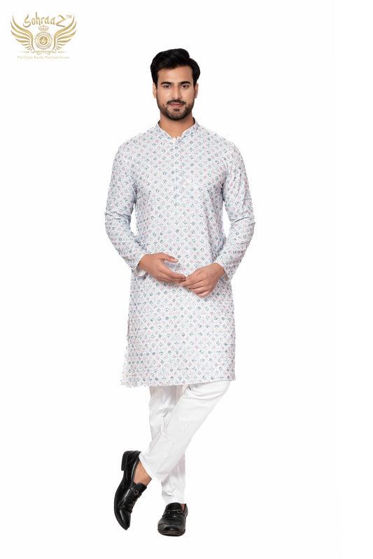 Shahi Chikan – Multicolour Cotton Sequin Kurta