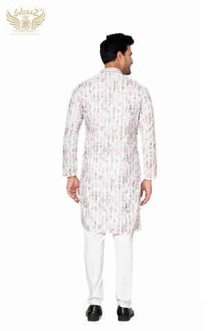 The Chikan Royal – Multicolour Cotton Sequin Kurta