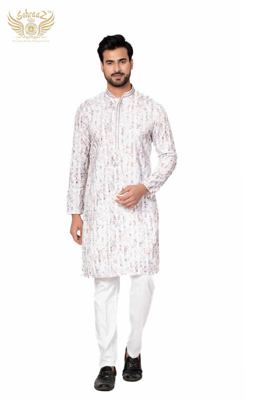 The Chikan Royal – Multicolour Cotton Sequin Kurta