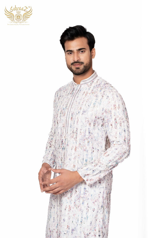 The Chikan Royal – Multicolour Cotton Sequin Kurta