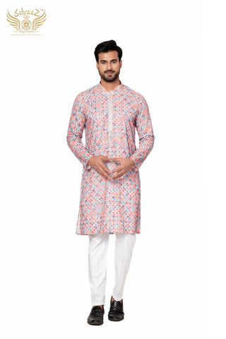 Festive Chikankari Kurta – Multicolour Cotton Sequin