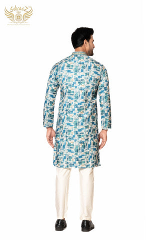 Printed Festive Kurta – Multicolour Cotton Sequin