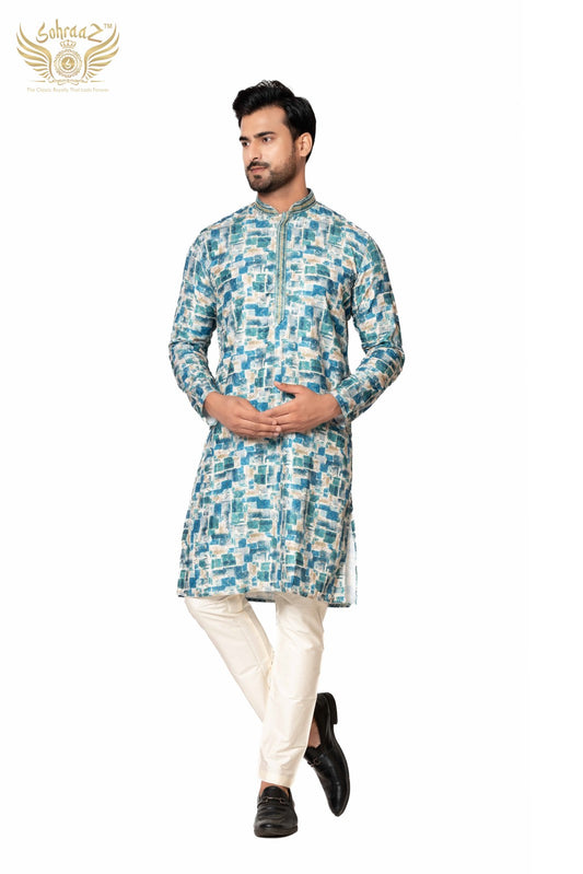 Printed Festive Kurta – Multicolour Cotton Sequin