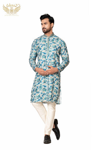 Printed Festive Kurta – Multicolour Cotton Sequin