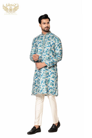 Printed Festive Kurta – Multicolour Cotton Sequin