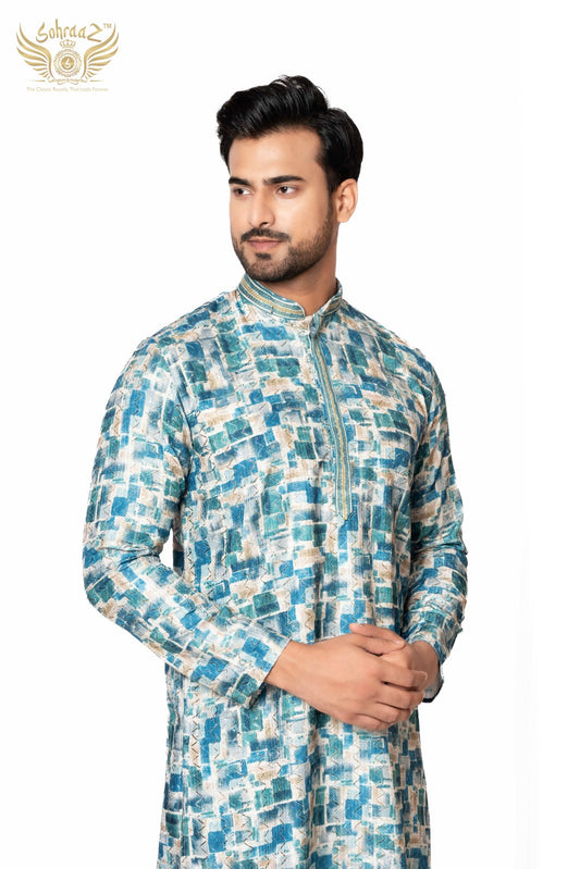 Printed Festive Kurta – Multicolour Cotton Sequin