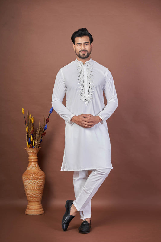 Armani Glow – White Armani Mirror Work Kurta