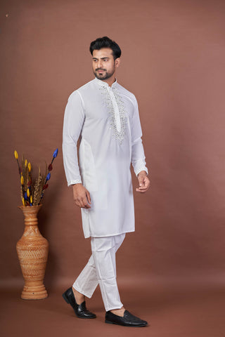 Armani Glow – White Armani Mirror Work Kurta