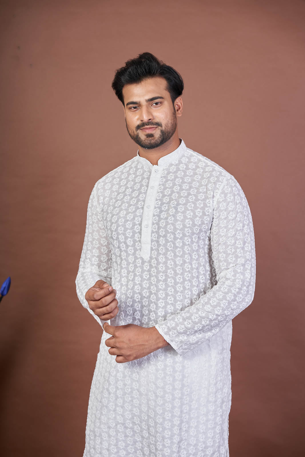 Gentle Stitch – White Cotton Embroidered Kurta