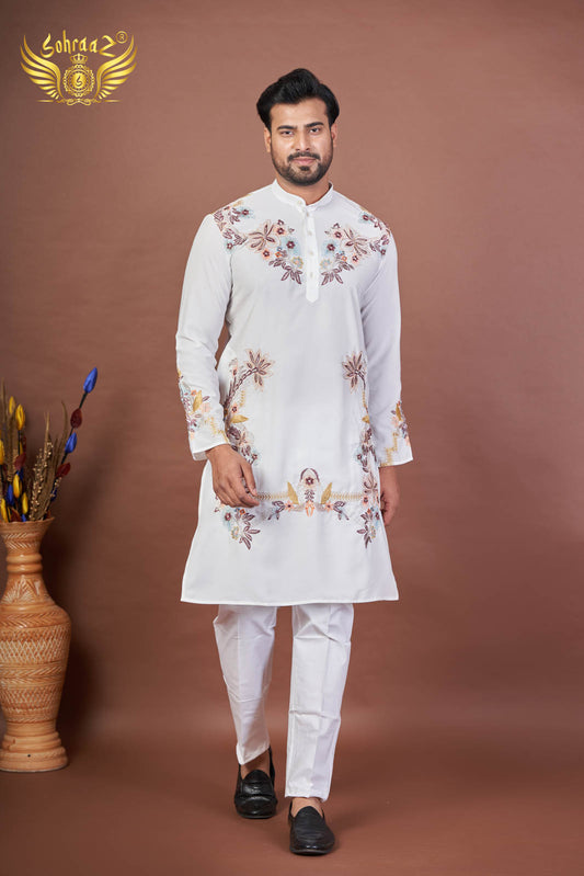 Armani Stitch – White Armani Embroidered Kurta