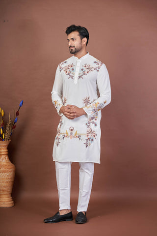 Armani Stitch – White Armani Embroidered Kurta