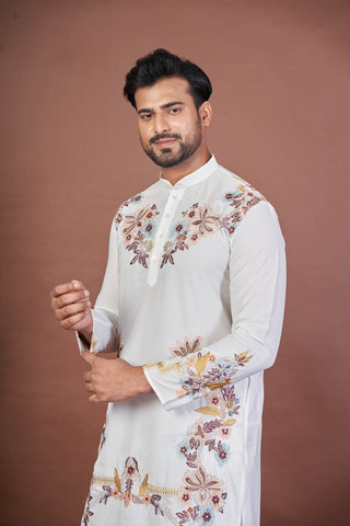 Armani Stitch – White Armani Embroidered Kurta