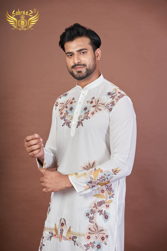Armani Stitch – White Armani Embroidered Kurta