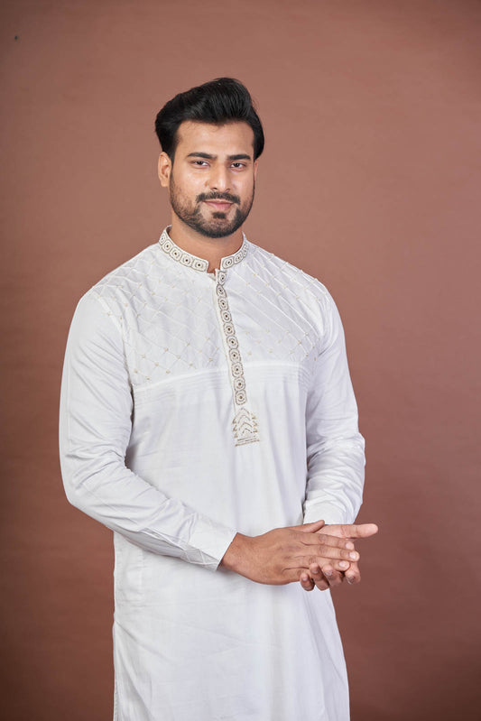 The White Legacy – Giza Cotton Hand Embroidered Kurta