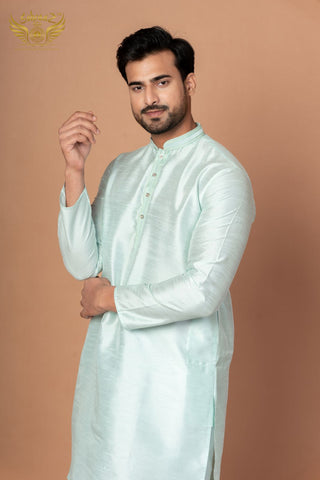 Royal Thread – Emerald Green Dupion Silk Festive Kurta