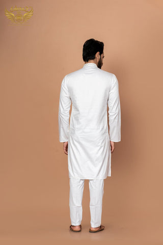 Reflect Royal – White Giza Mirror Work Kurta