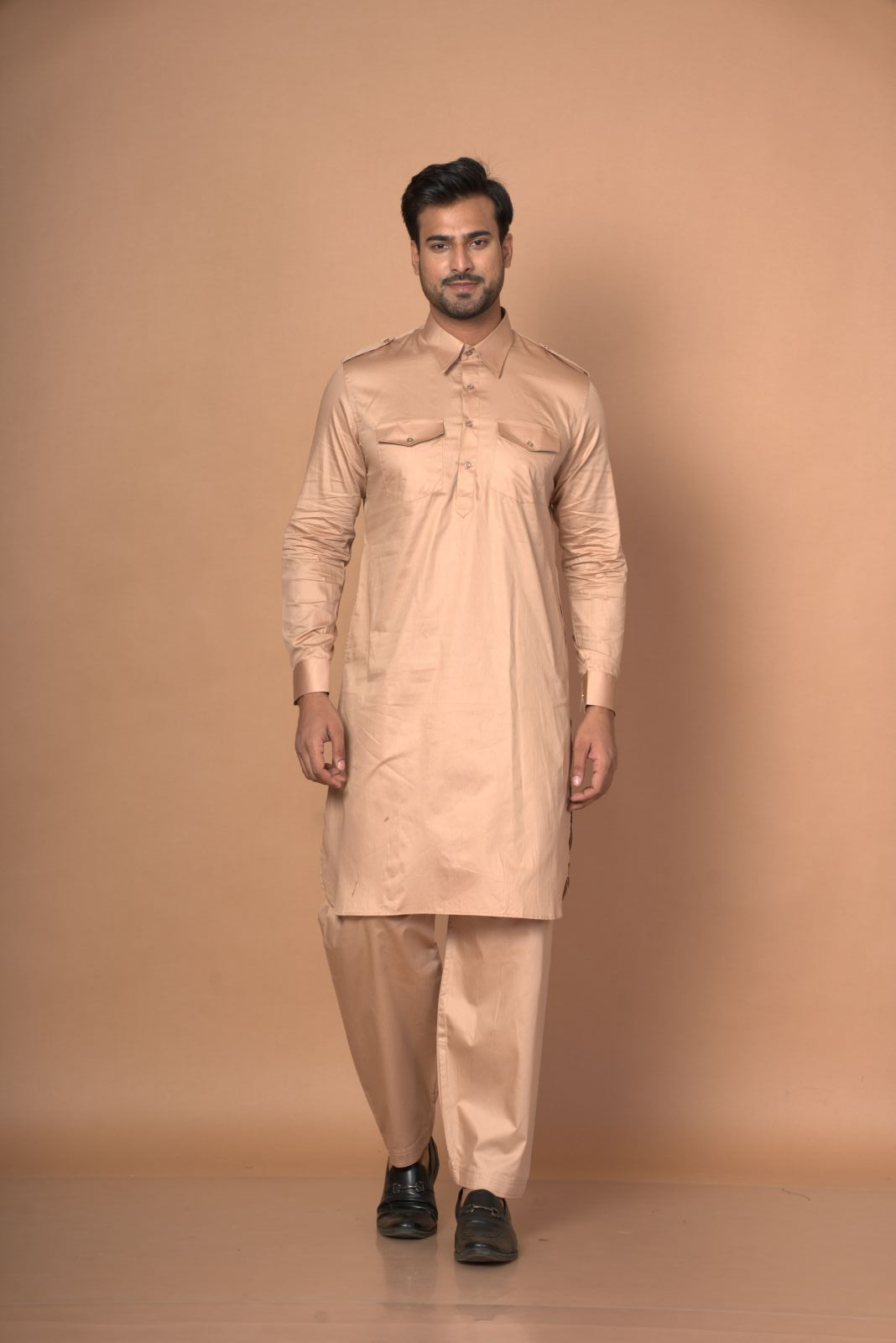 Brown Colour Panthani Salwar Set With Cuff Sleeves Style