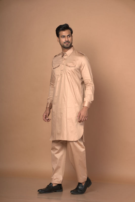 Brown Colour Panthani Salwar Set With Cuff Sleeves Style