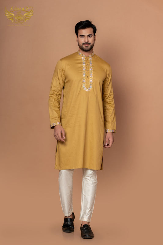 The Yellow Craft – Giza Cotton Embroidered Kurta