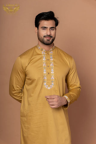 The Yellow Craft – Giza Cotton Embroidered Kurta