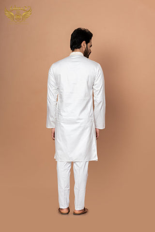 Sunny Stitch – White Giza Cotton Embroidered Kurta