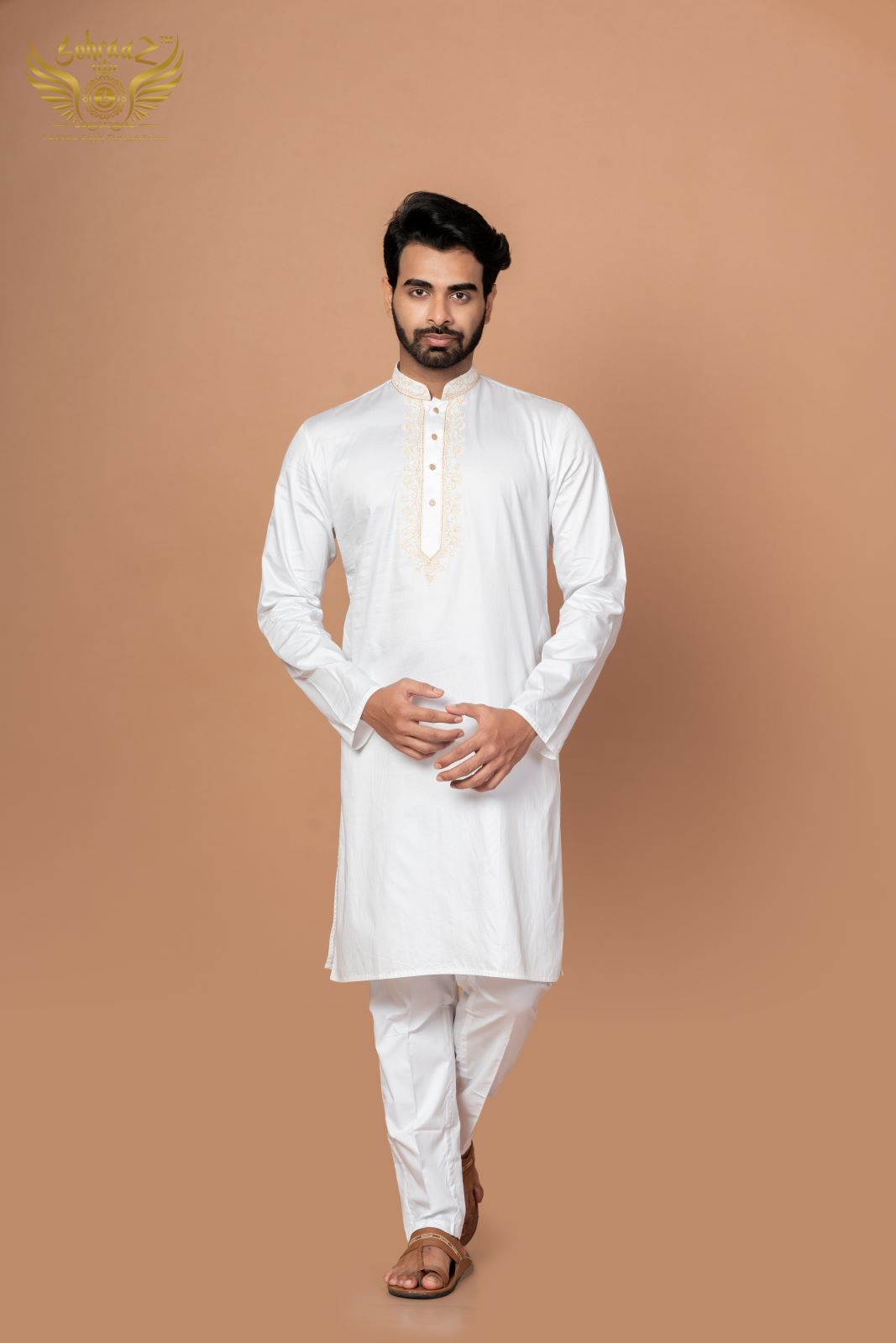 Sunny Stitch – White Giza Cotton Embroidered Kurta