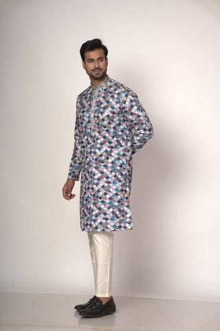 Printed Multicolour Designer Kurta
